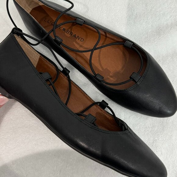 LUCKY BRAND Black Leather Ballet Flats - Size 6 - NEW! - Picture 5 of 7